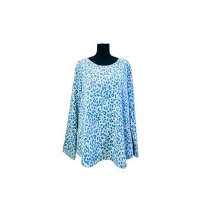 Chico's Weekends Blue Leopard Print Knit Top - Size XL